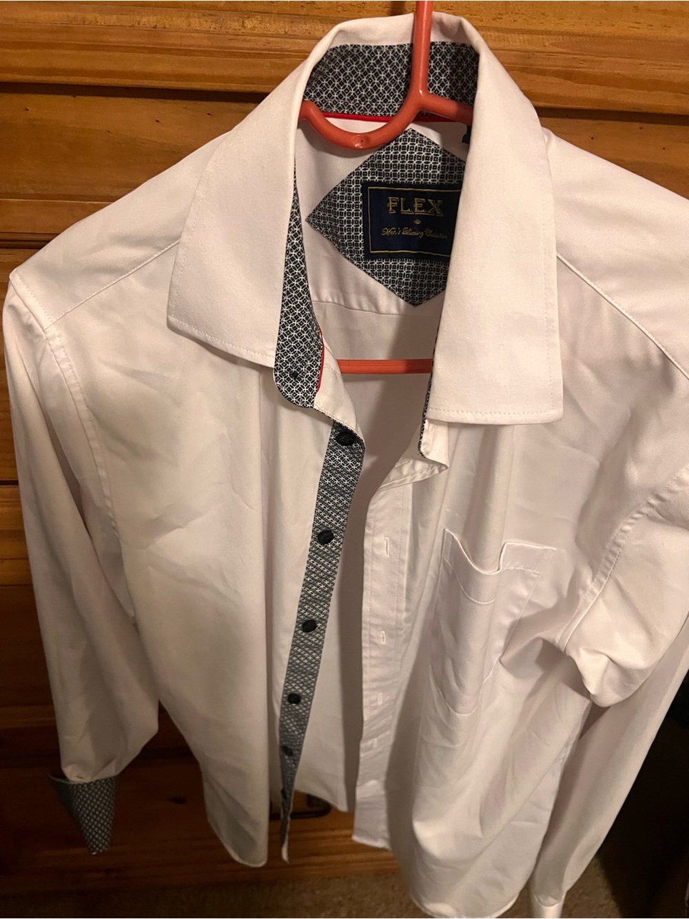 Flex White Men's Dress Shirt with Contrast Trim
